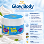 Creme Hidratante para o Bumbum e Coxas - Glow Body 250g com Cafeína e Manteiga de Karité - Hidratação intensa para bumbum e coxas