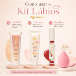 Kit Cuidados para os Lábios com Lip Balm + Esfoliante + Gloss BRINDE Esponja de Maquiagem - Imagem 2