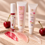 Kit Cuidados para os Lábios com Lip Balm + Esfoliante + Gloss BRINDE Esponja de Maquiagem